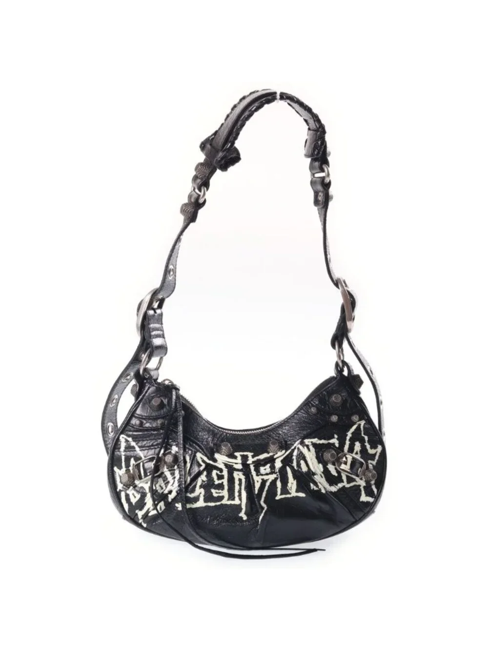 Balenciaga Le Cagole Flap DIY Metal Logo le XS Leather Shoulder Bag Black
